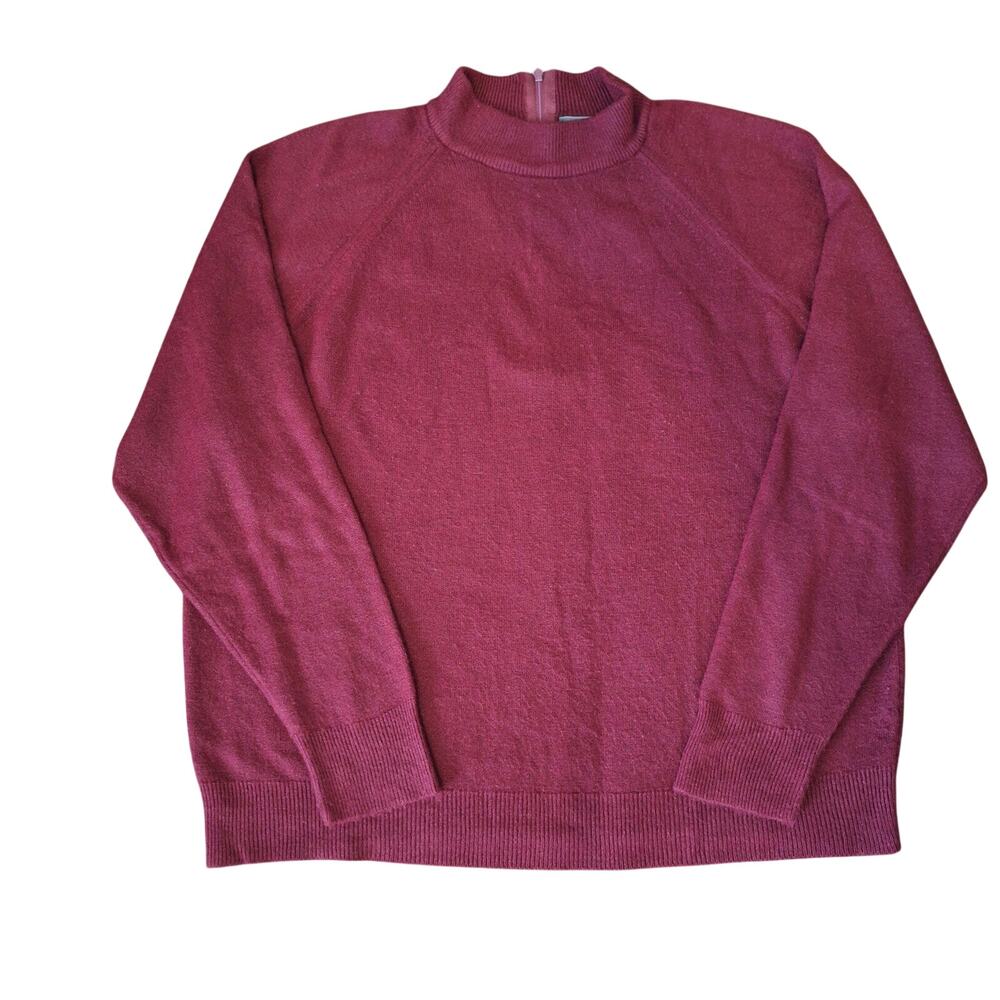 VTG Designers Originals Luxelon Sweater Womens XL Maroon Burgundy 1/4 Zip 42 XL